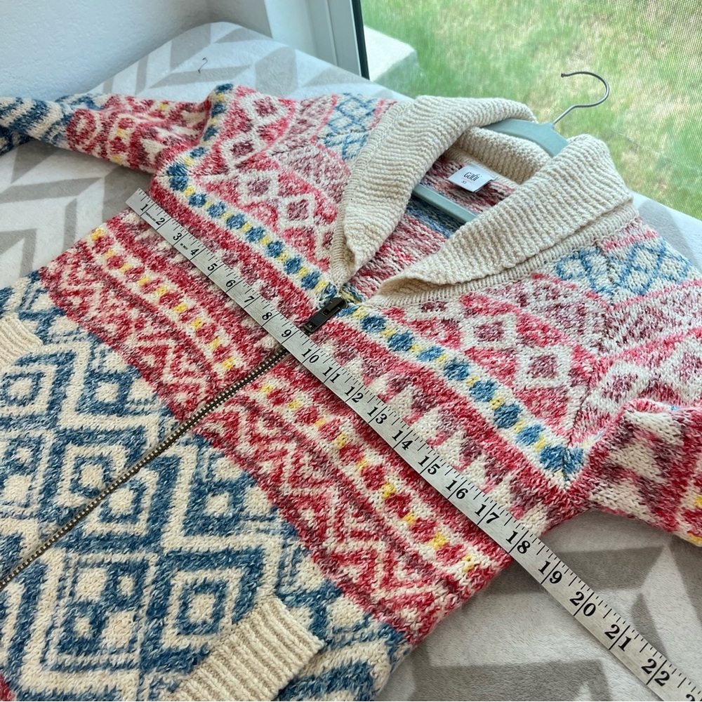 CAbi Highlands Fair Isle Cardigan Full‎ zip Jacket size XS - Picture 7 of 8